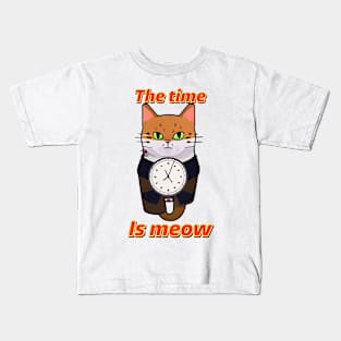 The Time is Meow Kids T-Shirt